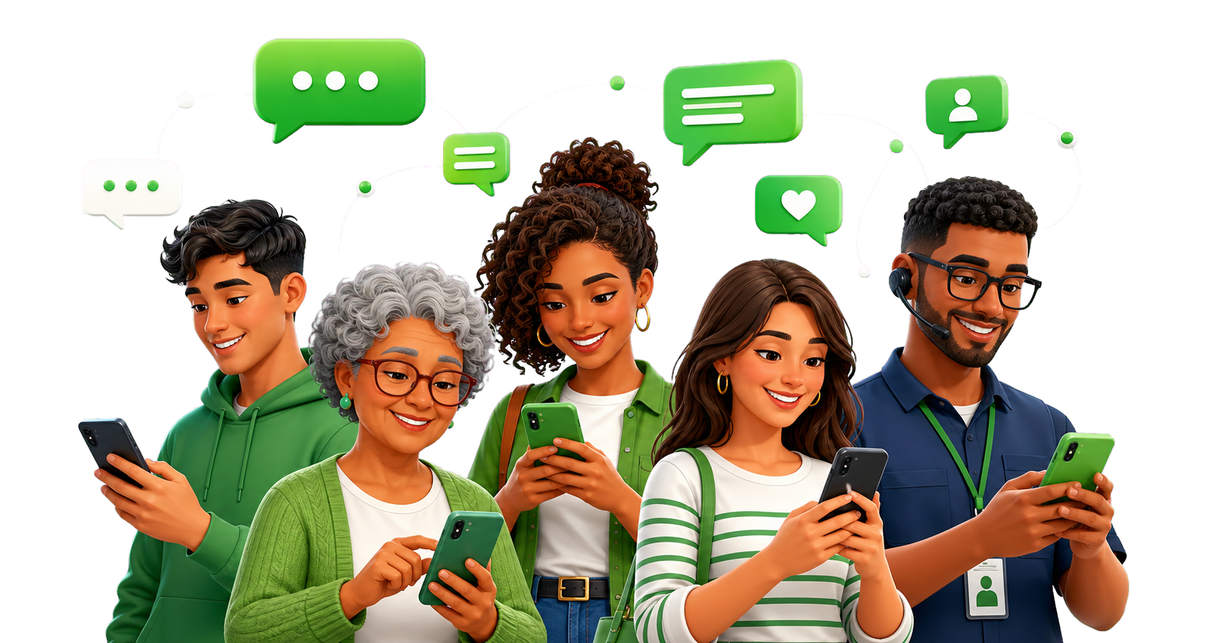 Munícipes usando smartphones para interação pública digital
